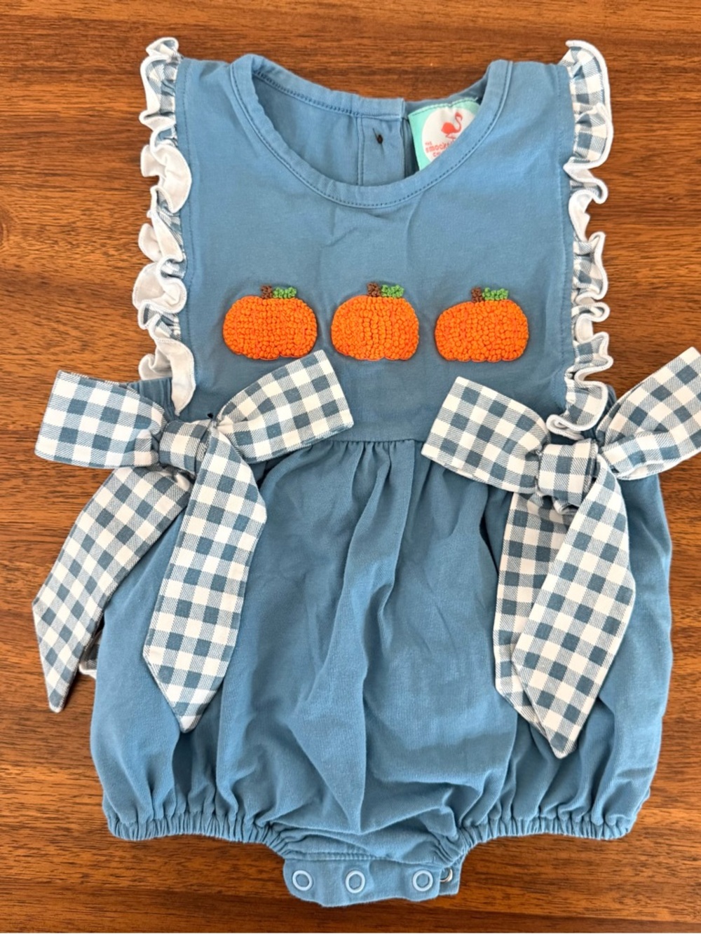Blue Pumpkin Appliqué Girls' One-Piece Bodysuit